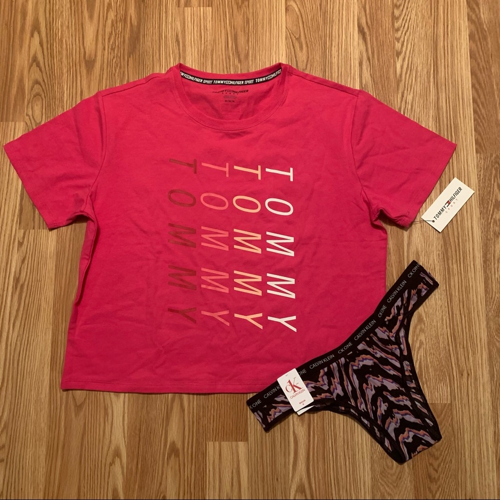 Tommy Hilfiger Logo Print TShirt and CK One Panty Bundle